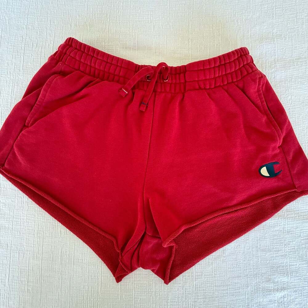 Champion Women's Red Fleece Drawstring Shorts Size M